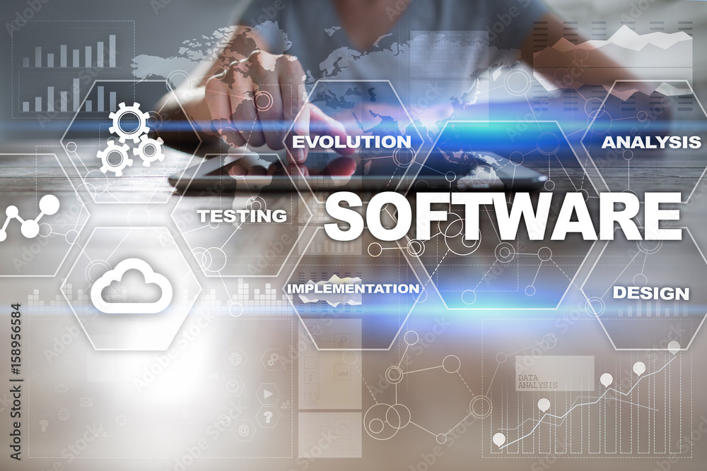 Software development. Data Digital Programs System Technology Concept